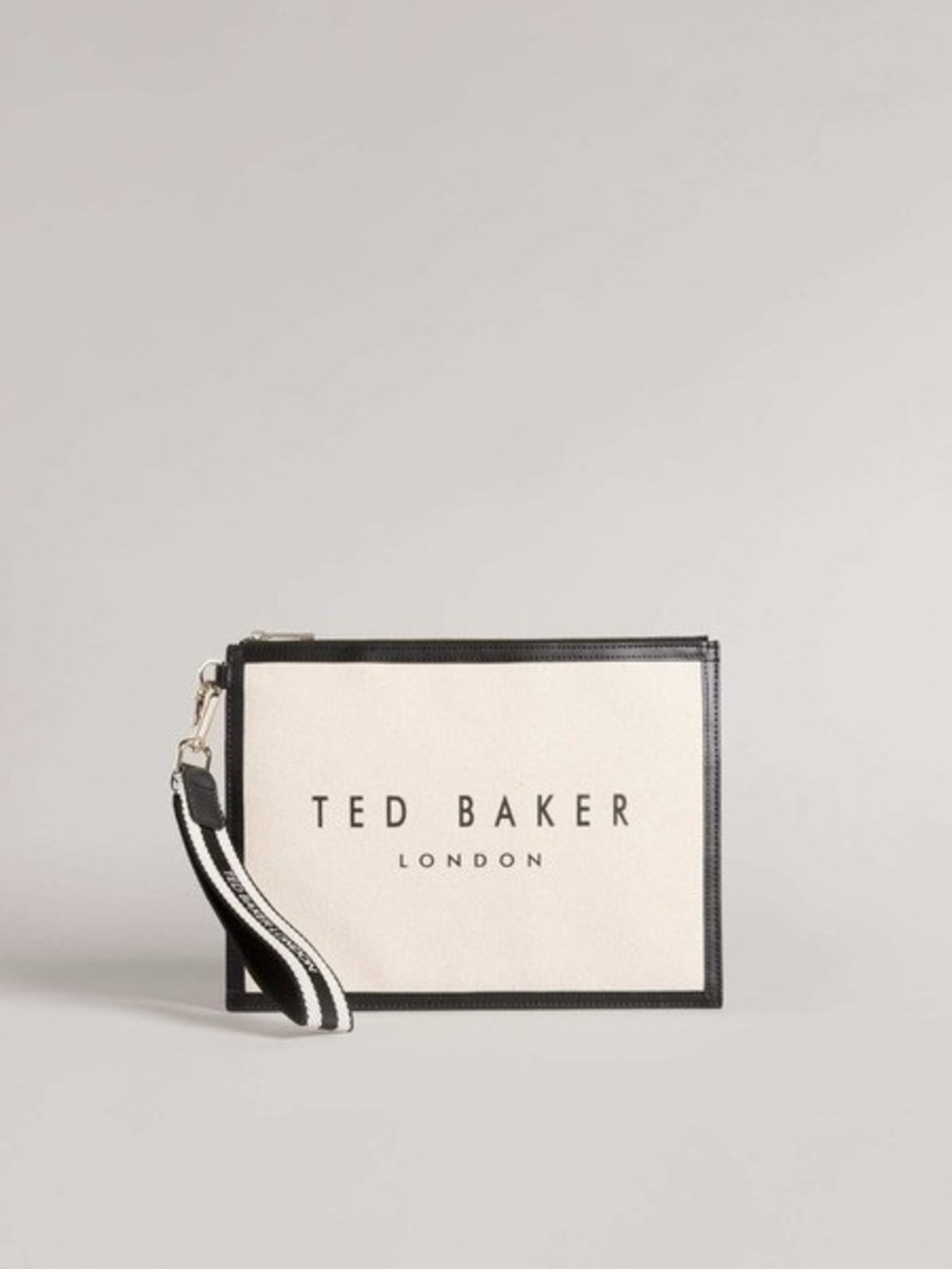 Ted Baker Cream & Black Logo Wrist Pouch